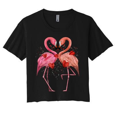 Valentine Flamingos Crop Top