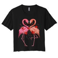 Valentine Flamingos Women's Crop Top Tee