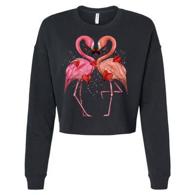 Valentine Flamingos Cropped Pullover Crew
