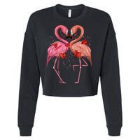Valentine Flamingos Cropped Pullover Crew