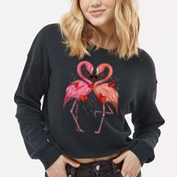 Valentine Flamingos Cropped Pullover Crew