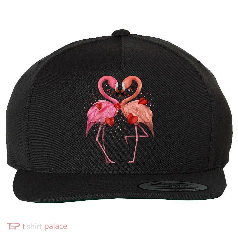 Valentine Flamingos Wool Snapback Cap