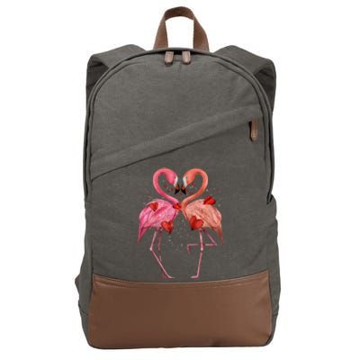 Valentine Flamingos Cotton Canvas Backpack