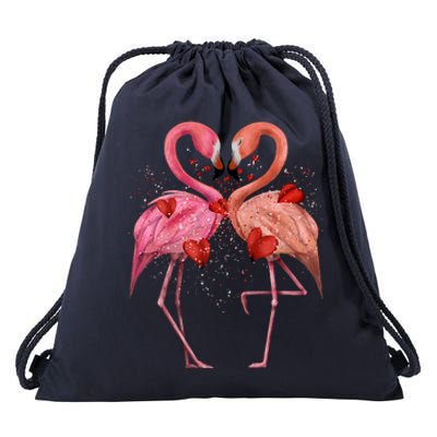 Valentine Flamingos Drawstring Bag