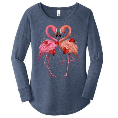 Valentine Flamingos Women's Perfect Tri Tunic Long Sleeve Shirt