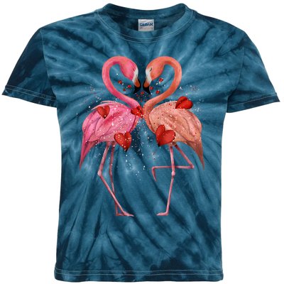 Valentine Flamingos Kids Tie-Dye T-Shirt