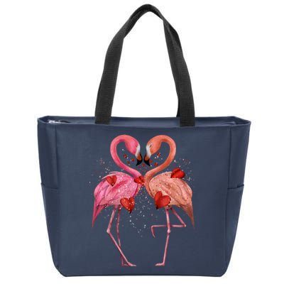 Valentine Flamingos Zip Tote Bag