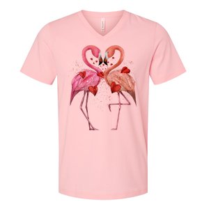 Valentine Flamingos V-Neck T-Shirt