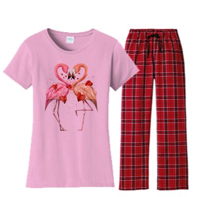 Valentine Flamingos Women's Flannel Pajama Set