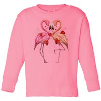 Valentine Flamingos Toddler Long Sleeve Shirt