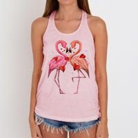 Valentine Flamingos Women's Knotted Racerback Tank