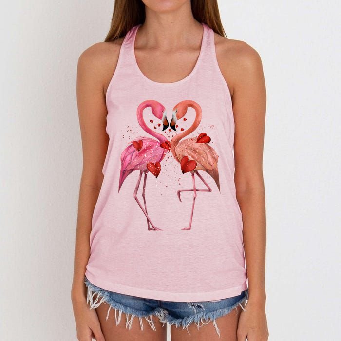 Valentine Flamingos Women's Knotted Racerback Tank