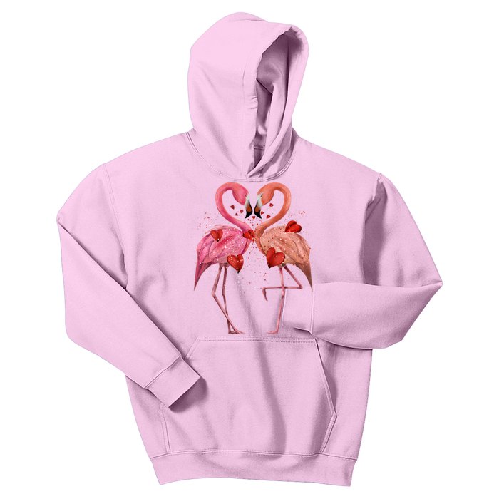 Valentine Flamingos Kids Hoodie