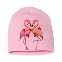 Valentine Flamingos Short Acrylic Beanie