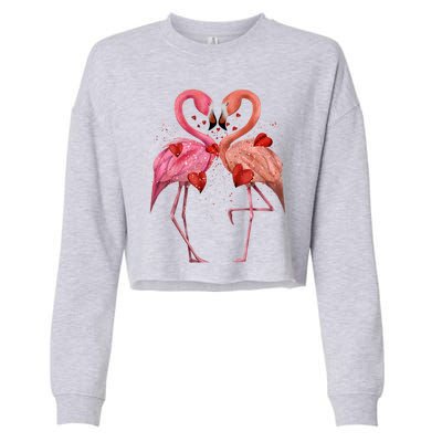 Valentine Flamingos Cropped Pullover Crew