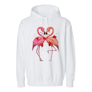 Valentine Flamingos Garment-Dyed Fleece Hoodie