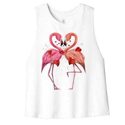 Valentine Flamingos Women's Racerback Cropped Tank