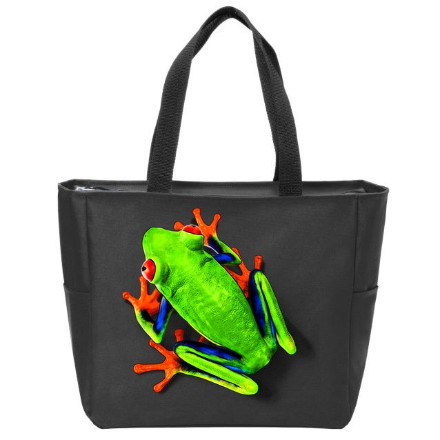 Vibrant Frog Zip Tote Bag