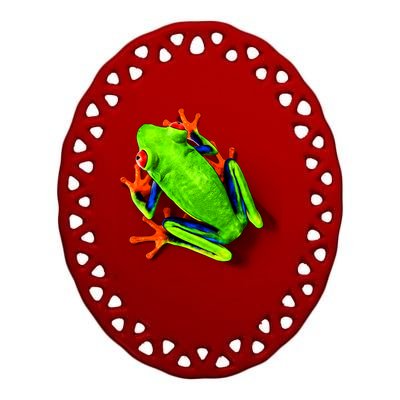 Vibrant Frog Ceramic Oval Ornament