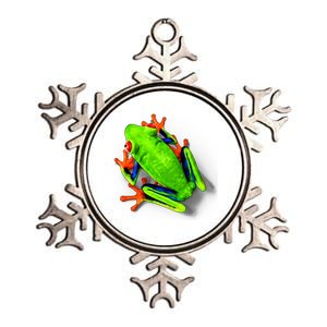 Vibrant Frog Metallic Star Ornament