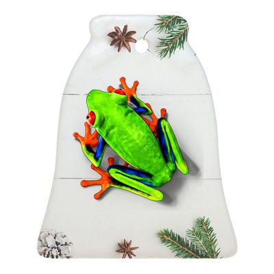 Vibrant Frog Ceramic Bell Ornament