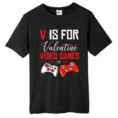 V For Video Games Anti Valentine's Day Gift For Game Lover Funny Gift Tall Fusion ChromaSoft Performance T-Shirt