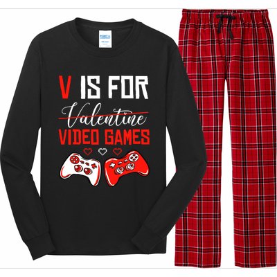 V For Video Games Anti Valentine's Day Gift For Game Lover Funny Gift Long Sleeve Pajama Set