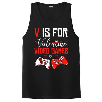 V For Video Games Anti Valentine's Day Gift For Game Lover Funny Gift PosiCharge Competitor Tank