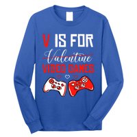 V For Video Games Anti Valentine's Day Gift For Game Lover Funny Gift Long Sleeve Shirt