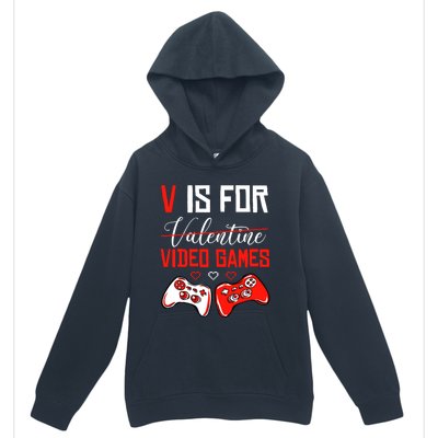 V For Video Games Anti Valentine's Day Gift For Game Lover Funny Gift Urban Pullover Hoodie