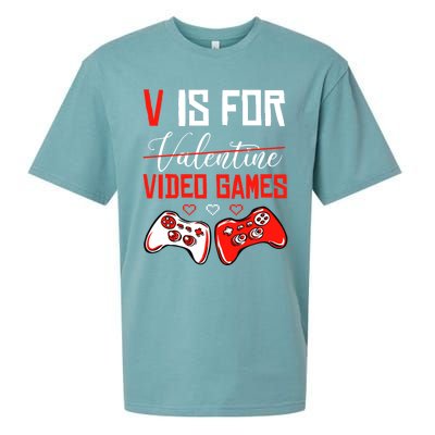 V For Video Games Anti Valentine's Day Gift For Game Lover Funny Gift Sueded Cloud Jersey T-Shirt