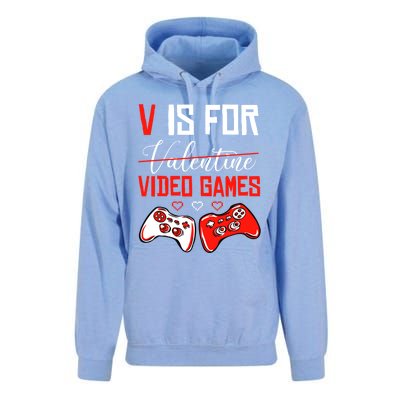 V For Video Games Anti Valentine's Day Gift For Game Lover Funny Gift Unisex Surf Hoodie