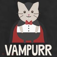 Vampurr Funny Vampire Cat Halloween Gift 7 Panel Mesh Trucker Snapback Hat