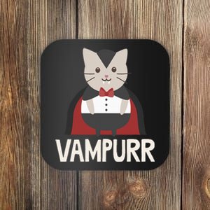 Vampurr Funny Vampire Cat Halloween Gift Coaster