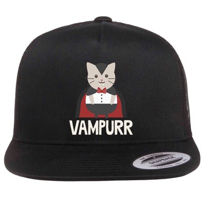 Vampurr Funny Vampire Cat Halloween Gift Flatbill Hat