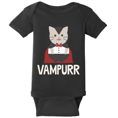Vampurr Funny Vampire Cat Halloween Gift Baby Bodysuit