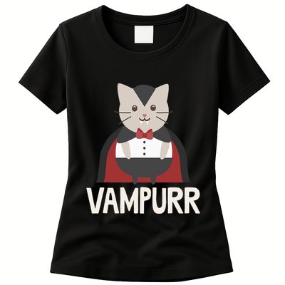 Vampurr Funny Vampire Cat Halloween Gift Womens T-Shirt