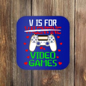 V For Video Games Valentine's Day Video Games Gamer Lover Gift Coaster