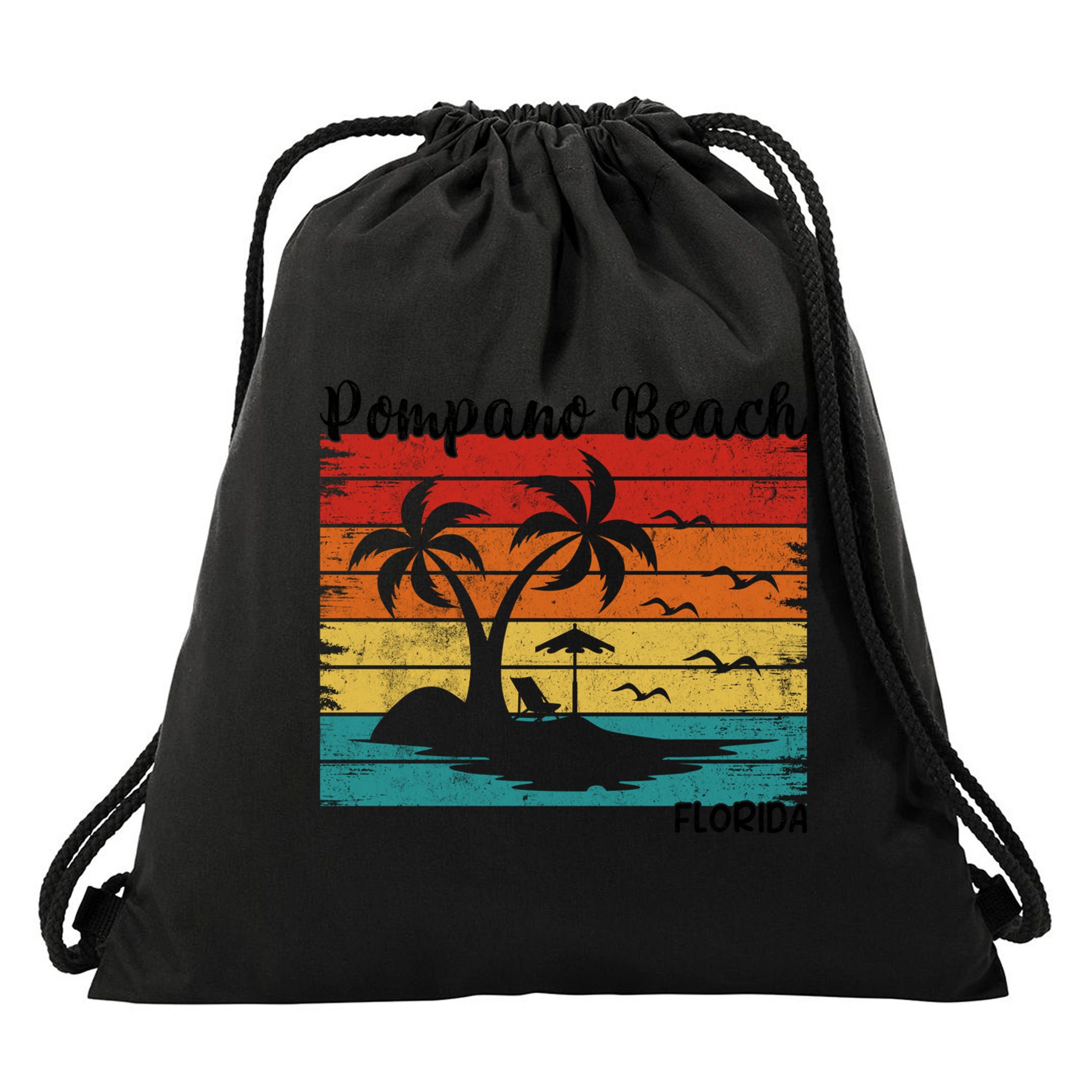 Vintage Family Vacation Florida Pompano Beach Cute Gift Drawstring Bag