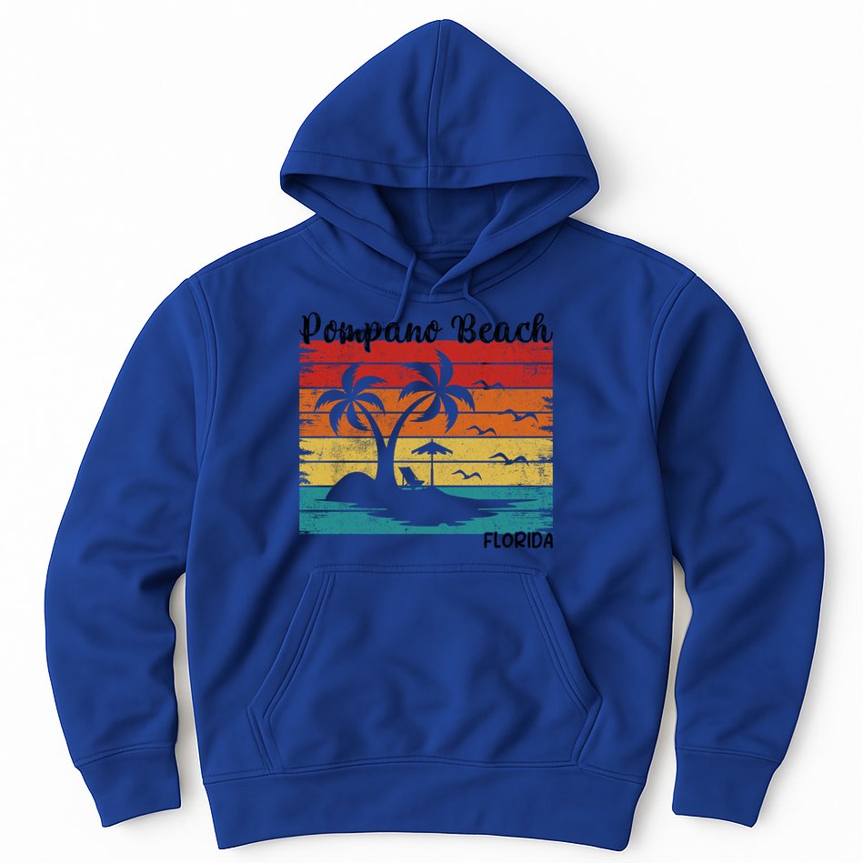 Vintage Family Vacation Florida Pompano Beach Cute Gift Hoodie