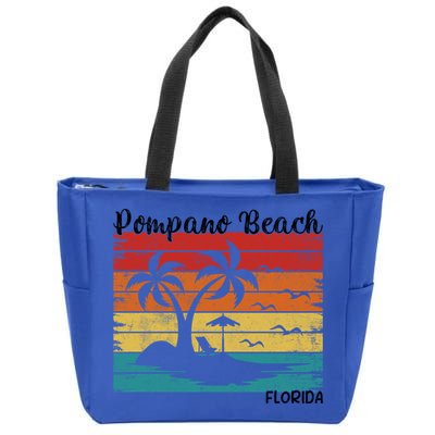 Vintage Family Vacation Florida Pompano Beach Cute Gift Zip Tote Bag