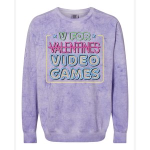 V For Video Games Valentines Day Colorblast Crewneck Sweatshirt