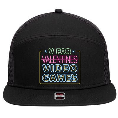 V For Video Games Valentines Day 7 Panel Mesh Trucker Snapback Hat