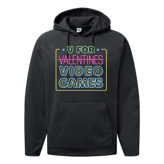 V For Video Games Valentines Day Performance Fleece Hoodie