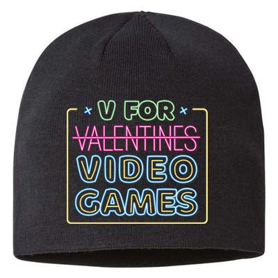 V For Video Games Valentines Day Sustainable Beanie