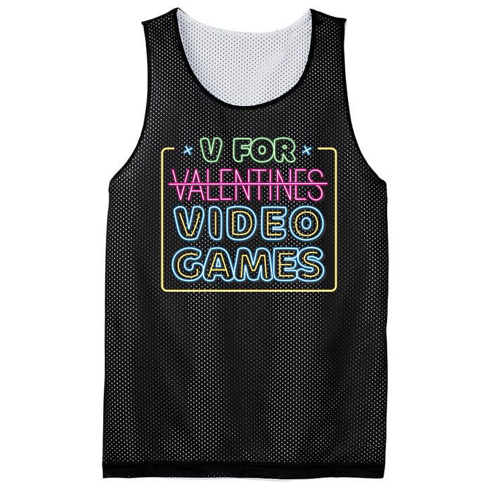 V For Video Games Valentines Day Mesh Reversible Basketball Jersey Tank