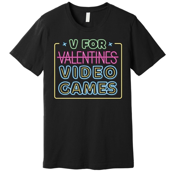 V For Video Games Valentines Day Premium T-Shirt