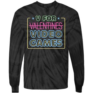 V For Video Games Valentines Day Tie-Dye Long Sleeve Shirt