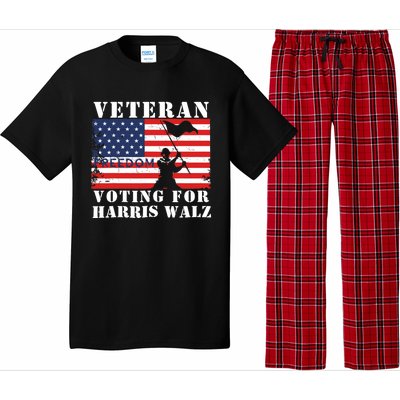 Veteran Freedom Voting For Harris Walz Waltz Usa Flag Pajama Set