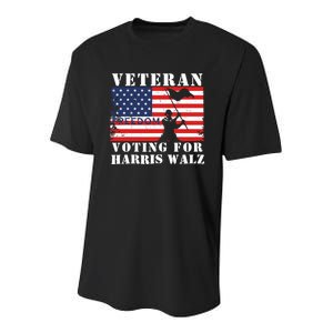 Veteran Freedom Voting For Harris Walz Waltz Usa Flag Youth Performance Sprint T-Shirt